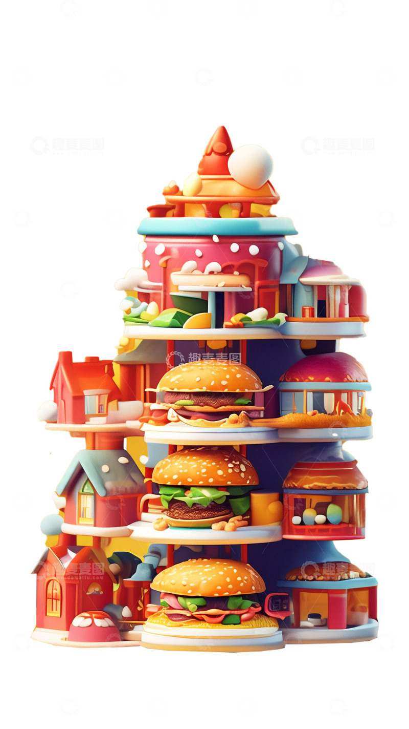 高清大图下载【趣麦麦图】-3d卡通食物城堡