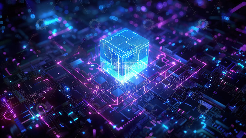 高清大图下载【趣麦麦图】网络数据安全方盒子蓝色背景