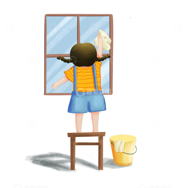 劳动节五一打扫擦玻璃劳动场景