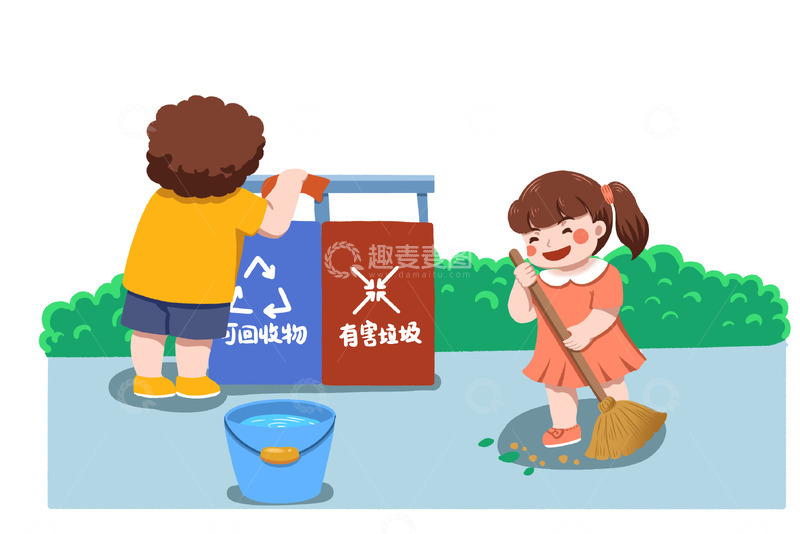 儿童扫地擦垃圾桶