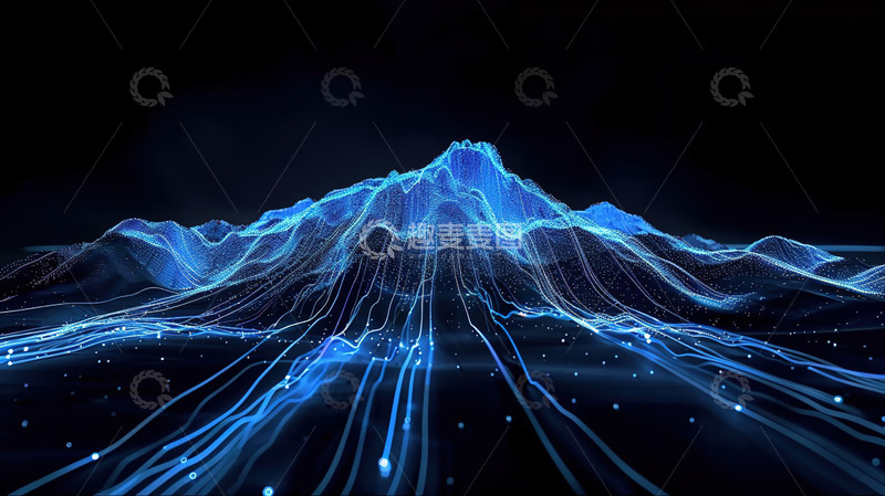高清大图下载【趣麦麦图】光线线条山峰未来数据传输背景