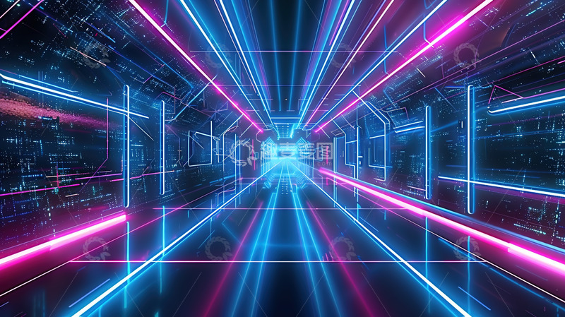 高清大图下载【趣麦麦图】光线光效空间科技蓝色背景