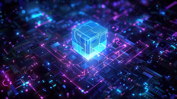 网络数据安全方盒子蓝色背景