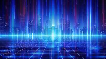 未来科技智能光线线条城市蓝色背景