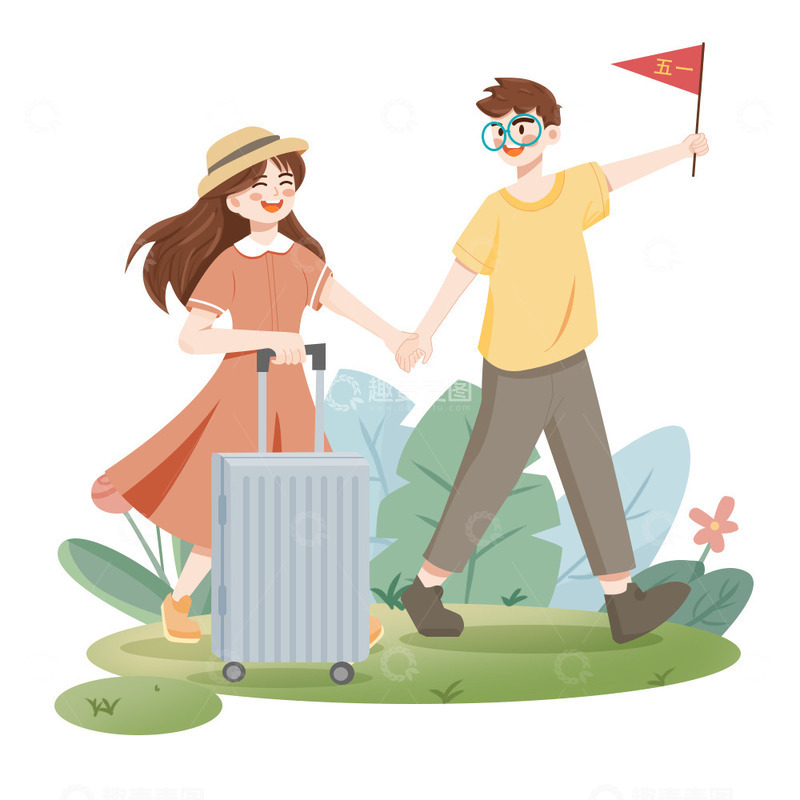 五一出游插画