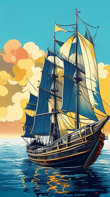 大海帆船背景