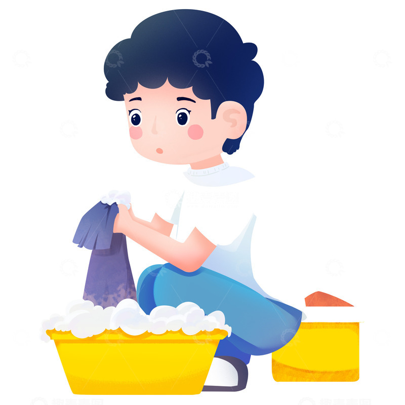 儿童洗衣服劳动