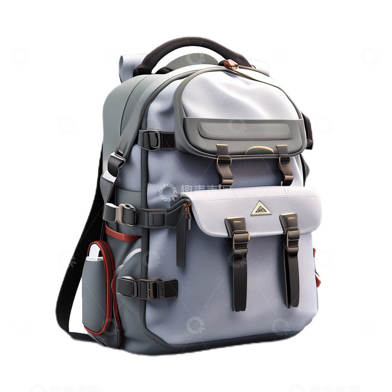 高清大图下载【趣麦麦图】3D立体真实登山包旅行灰色