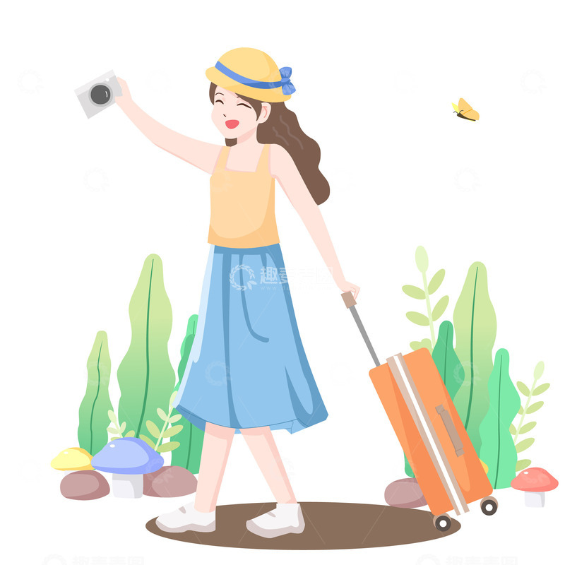 五一出行旅游插画