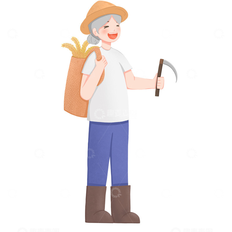 源文件下载【趣麦麦图】丰收卡通人物
