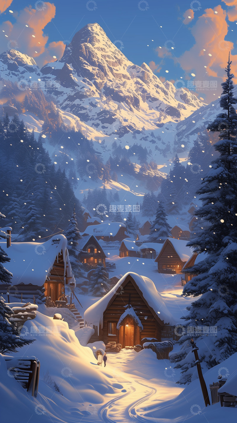 高清大图下载【趣麦麦图】冬天雪景山脉背景