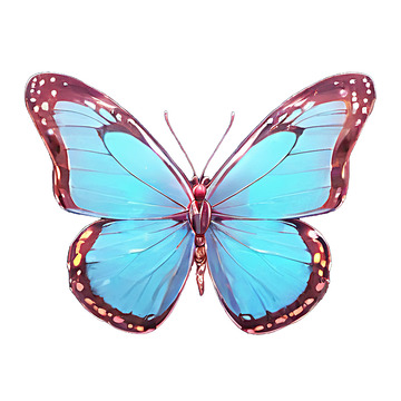 一只卡通蓝色蝴蝶