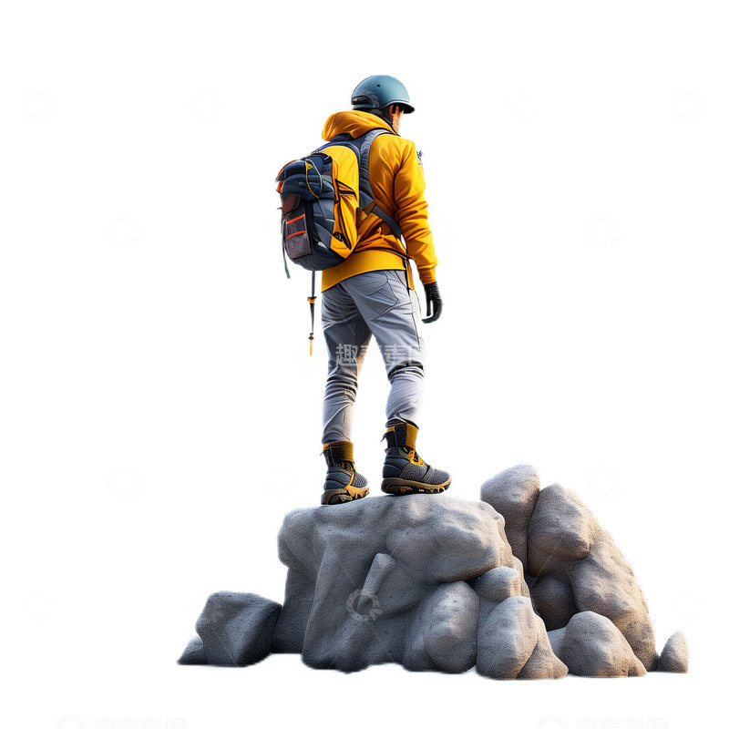 高清大图下载【趣麦麦图】3D立体真实攀登者户外背影
