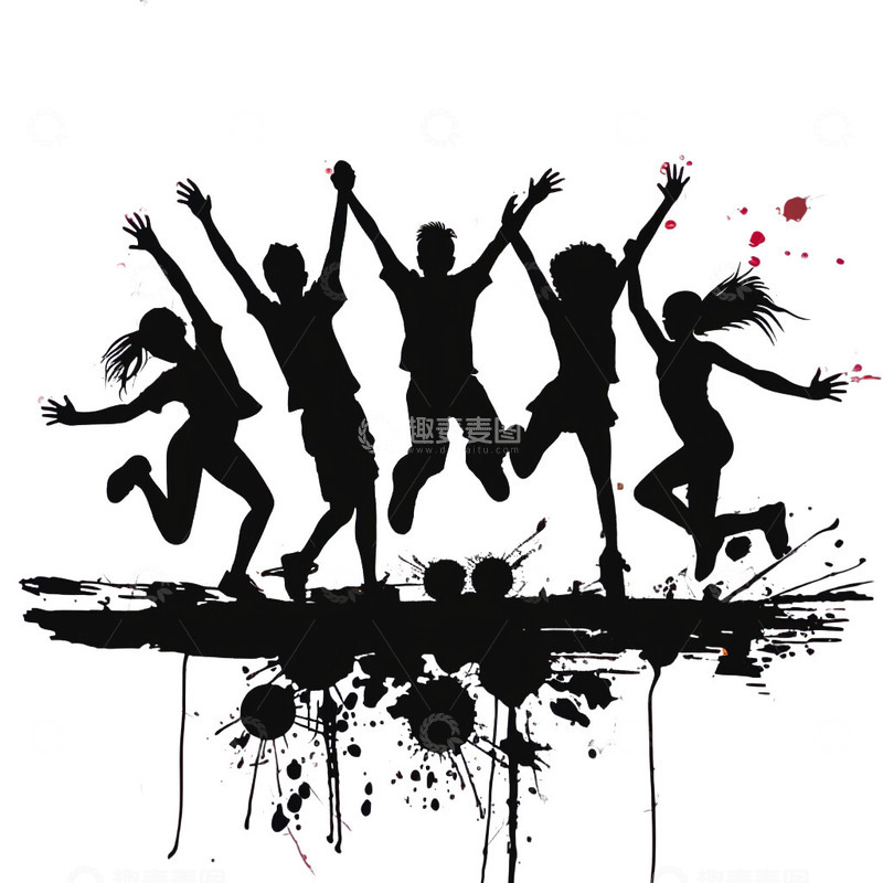 高清大图下载【趣麦麦图】欢呼庆祝剪影2