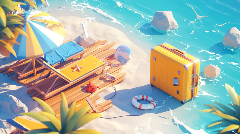 高清大图下载【趣麦麦图】夏季旅行大海背景