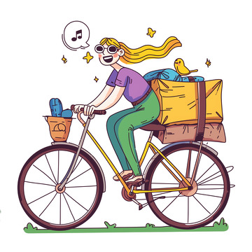 假期外出郊游卡通人物素材