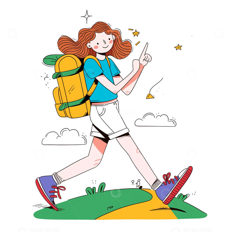 五一假期外出郊游卡通人物素材