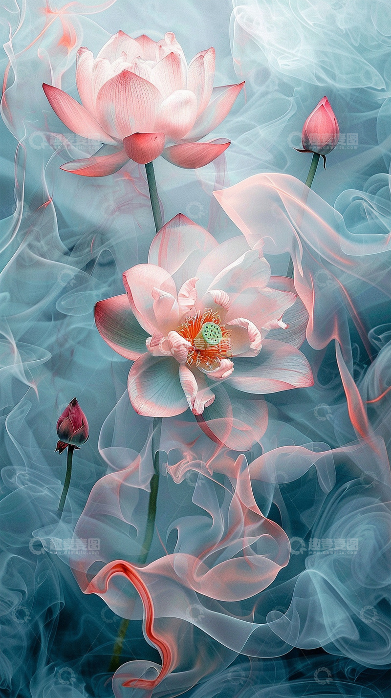高清大图下载【趣麦麦图】国潮荷花艺术荷花