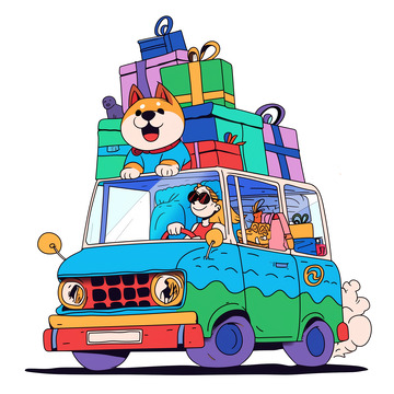 驾车出行旅游卡通插画素材