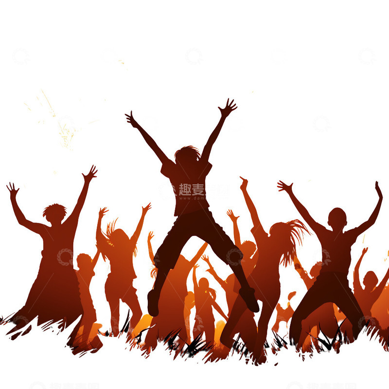 高清大图下载【趣麦麦图】红色欢呼庆祝剪影4