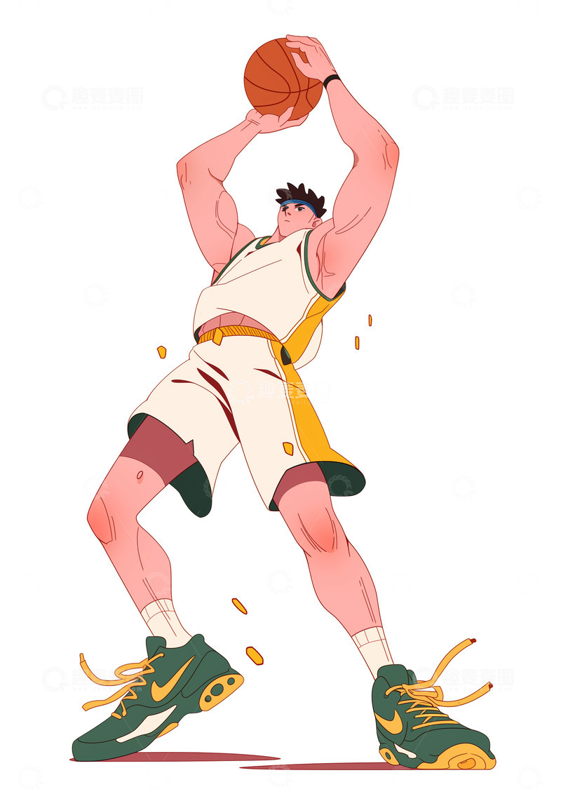 高清大图下载【趣麦麦图】卡通打篮球人物素材