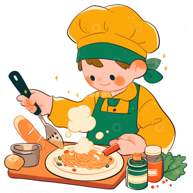 高清大图下载【趣麦麦图】劳动节卡通厨师职业人物素材