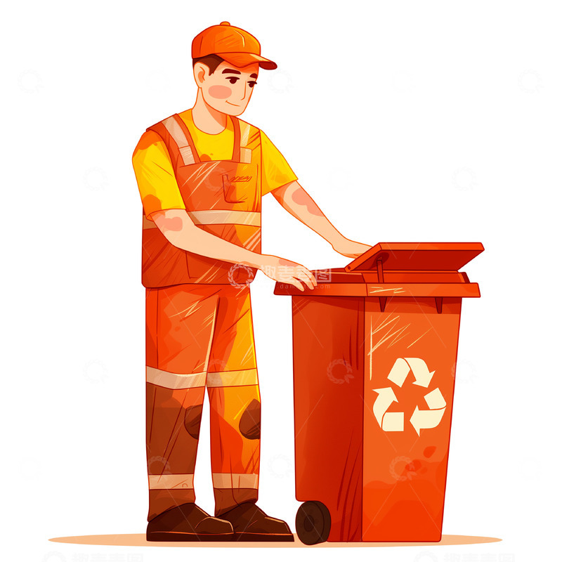 高清大图下载【趣麦麦图】劳动节清洁工人卡通人物素材