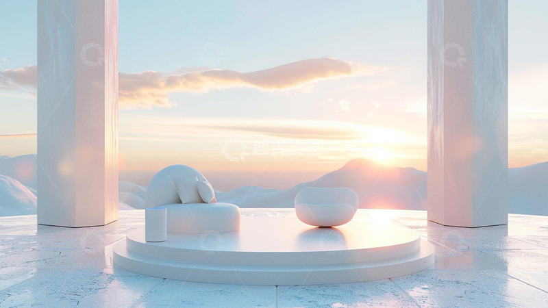 高清大图下载【趣麦麦图】极简超现实主义展示台背景