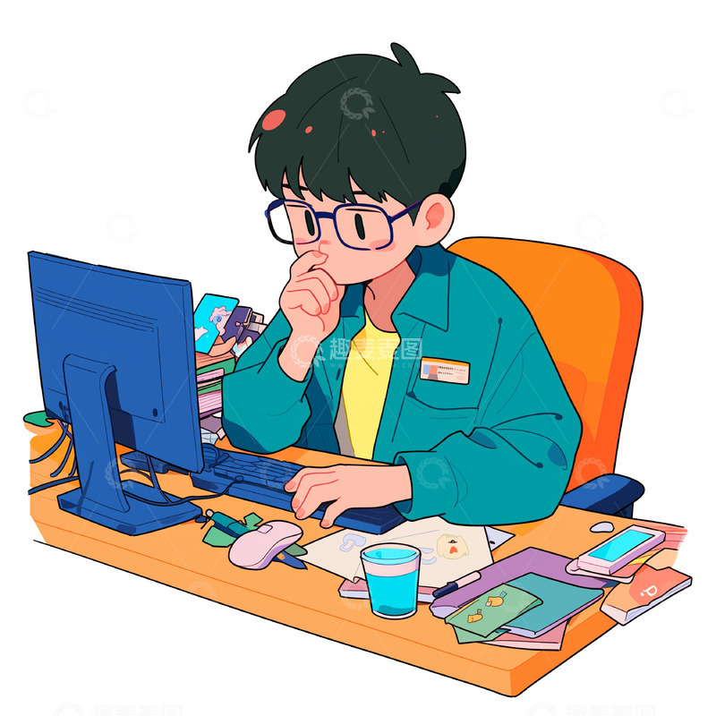 卡通公司职员劳动节人物