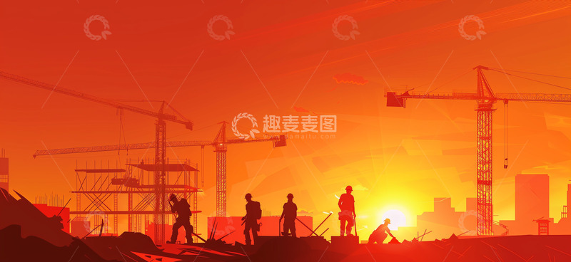 高清大图下载【趣麦麦图】劳动节建筑工人背景