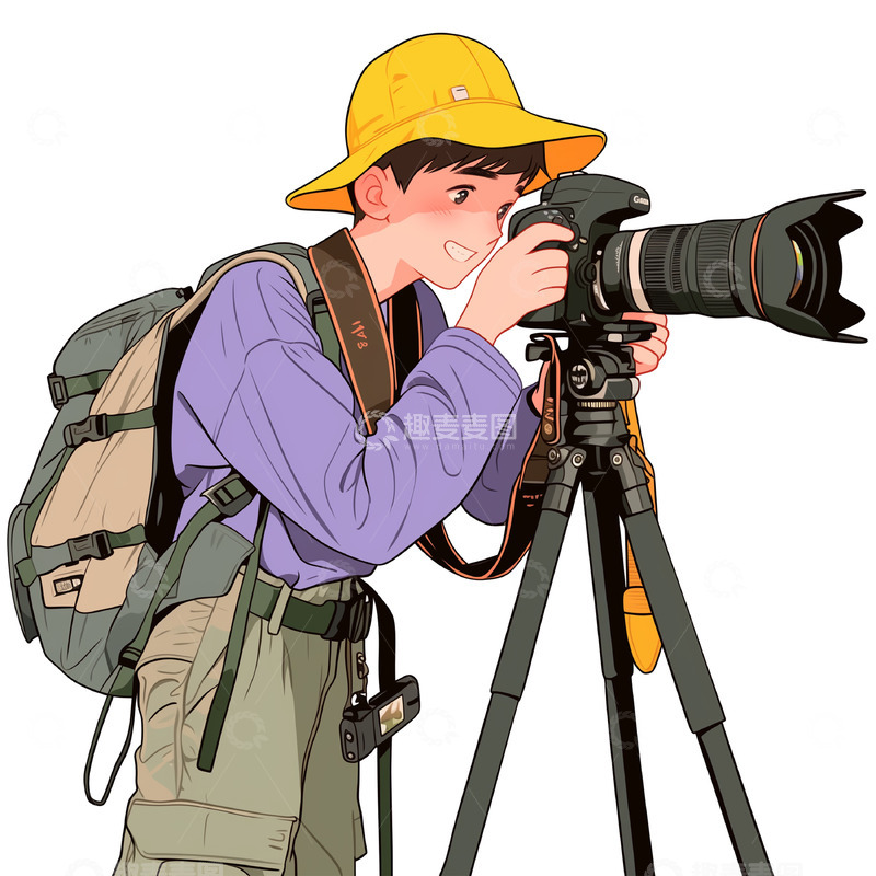 高清大图下载【趣麦麦图】劳动节摄影职业卡通人物