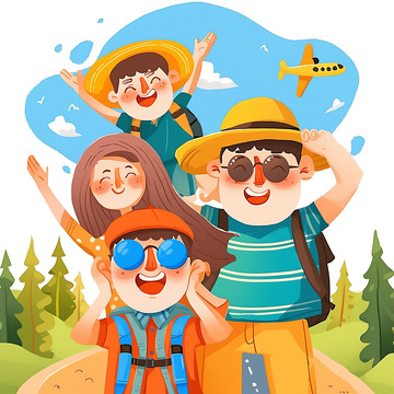 外出旅游卡通人物素材