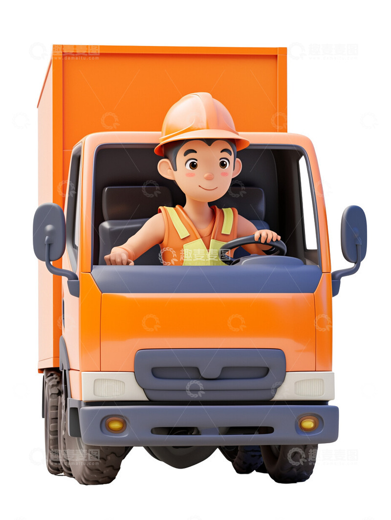 高清大图下载【趣麦麦图】劳动送货员快递员开货车