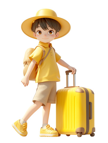 节日拿着行李箱去旅游的男孩2