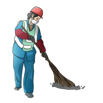 五一劳动节人物扫地清洁工