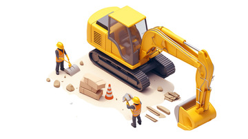 挖掘机工地场景