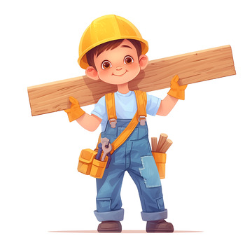 卡通建筑工人职业人物素材