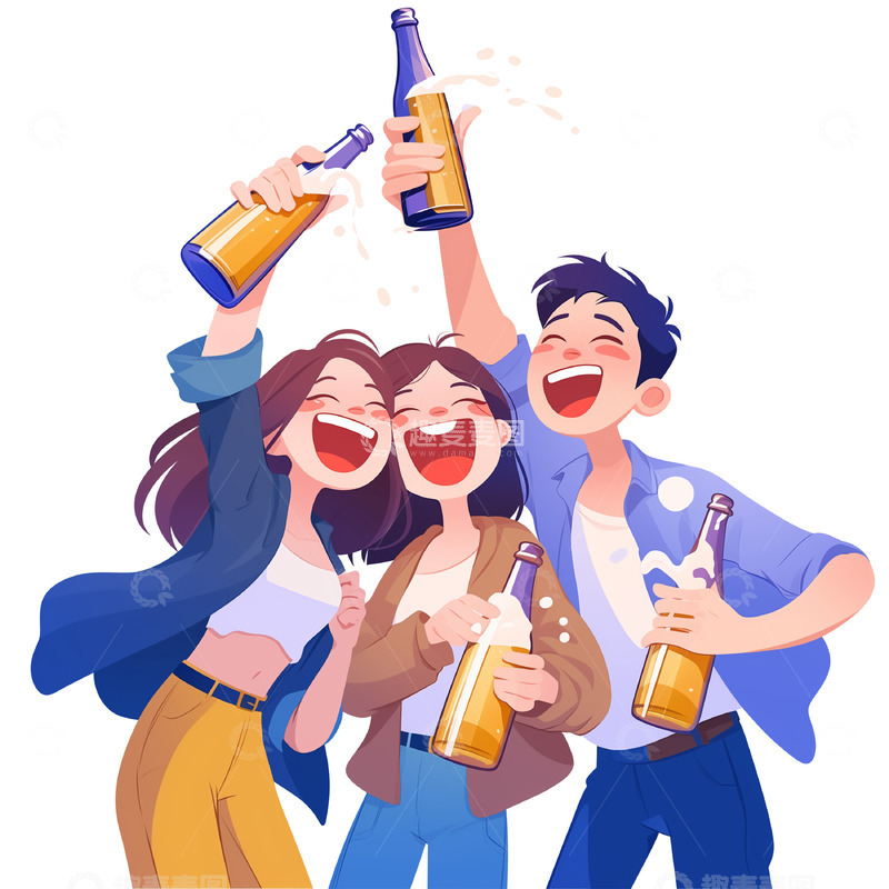 高清大图下载【趣麦麦图】青春不散卡通人物素材