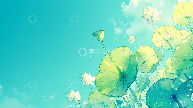 高清大图下载【趣麦麦图】夏日荷花清新背景
