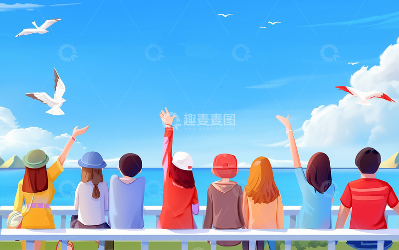 青春无悔青年节插画背景