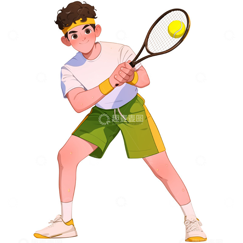 高清大图下载【趣麦麦图】网球运动员卡通人物素材