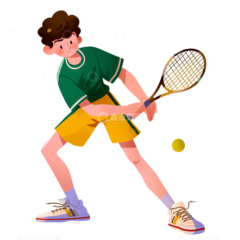 高清大图下载【趣麦麦图】卡通打网球人物素材