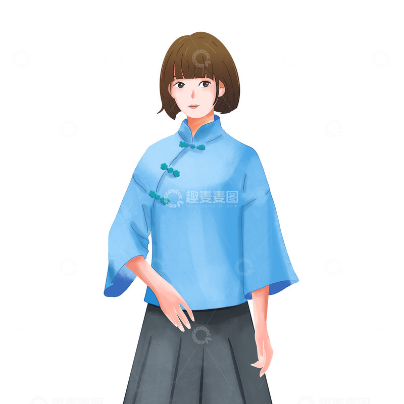 源文件下载【趣麦麦图】民国人物学生女生青年青春