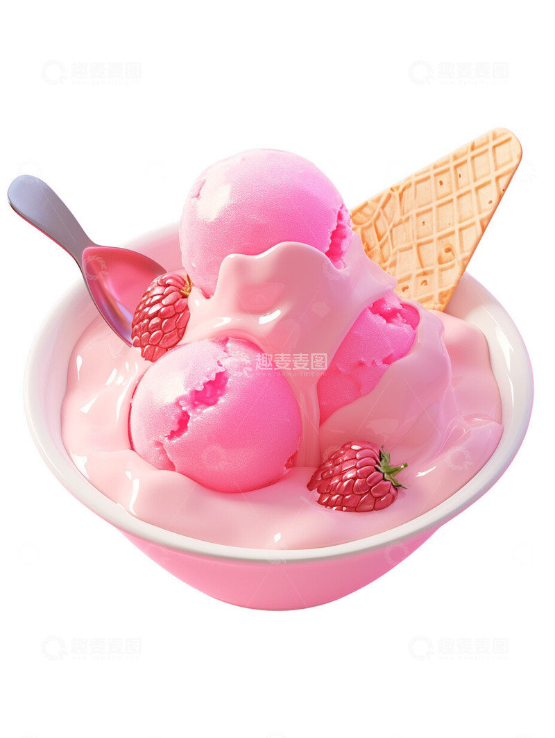 高清大图下载【趣麦麦图】草莓树莓冰淇淋圣代