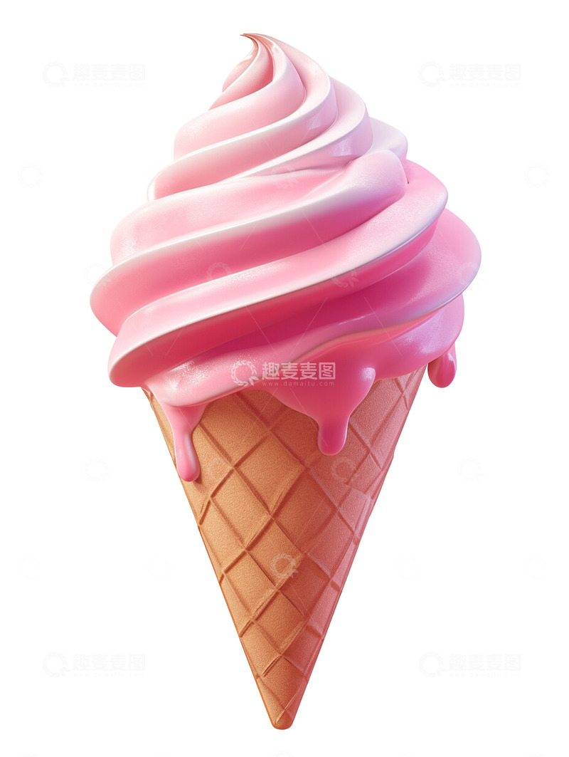 高清大图下载【趣麦麦图】美味的粉色冰淇淋圣代