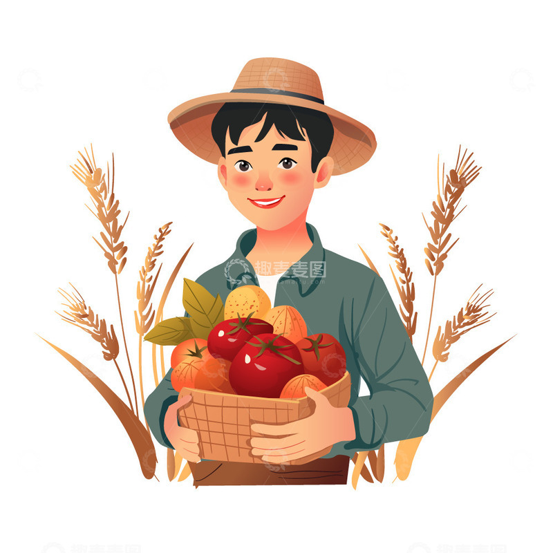 源文件下载【趣麦麦图】简洁卡通风格劳动节丰收人物矢量