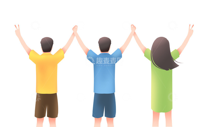 源文件下载【趣麦麦图】五四青年节人物背影元素