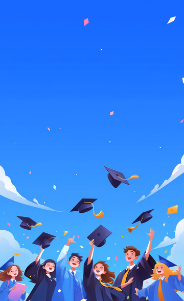 五四青年节蓝色系卡通插画背景