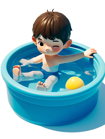 游泳小孩夏季游泳
