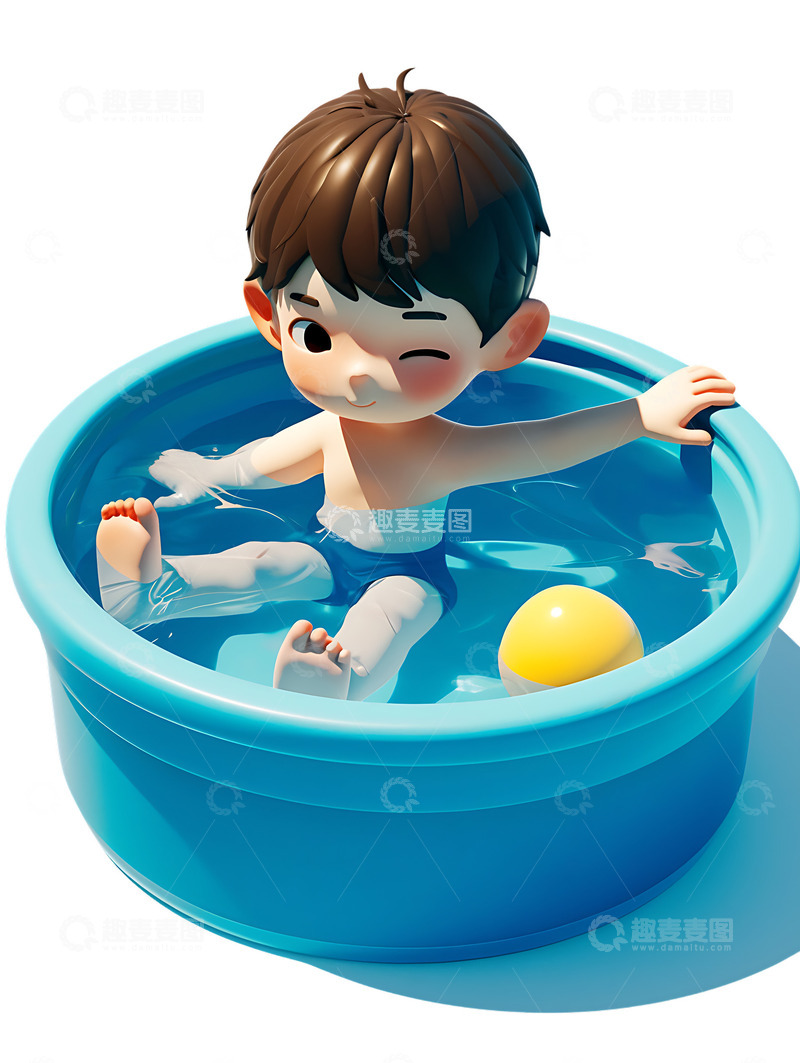 高清大图下载【趣麦麦图】游泳小孩夏季游泳